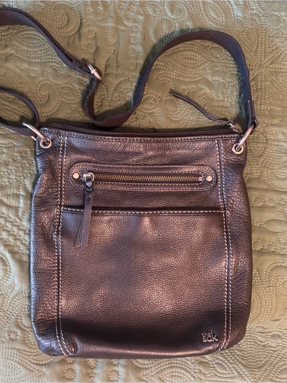 The Sak Laurel Crossbody Bag Genuine Leather Black Adjustable Strap